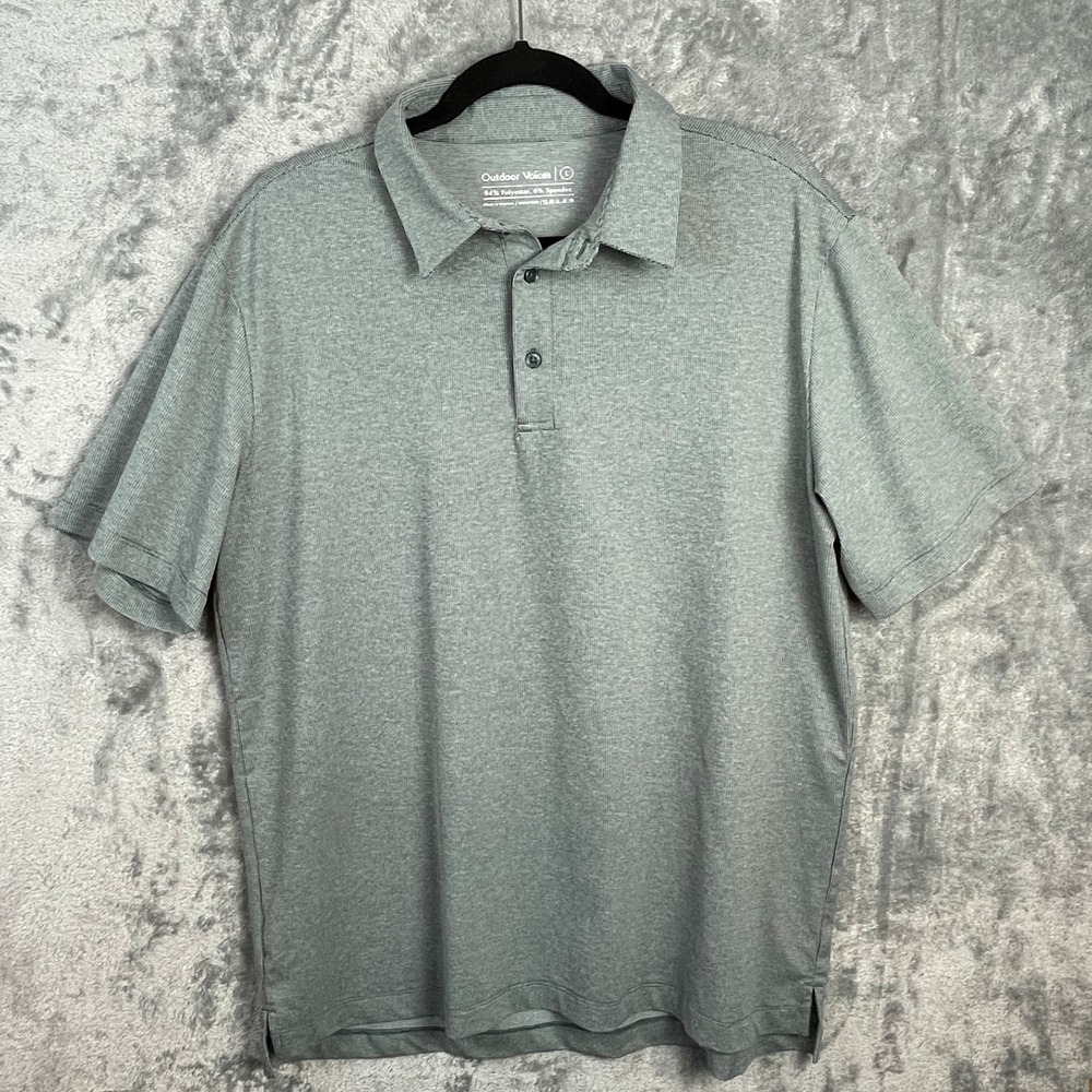 Outdoor Voice Polo Shirt Mens Large Gray Performance Golf Athletic Pickleball